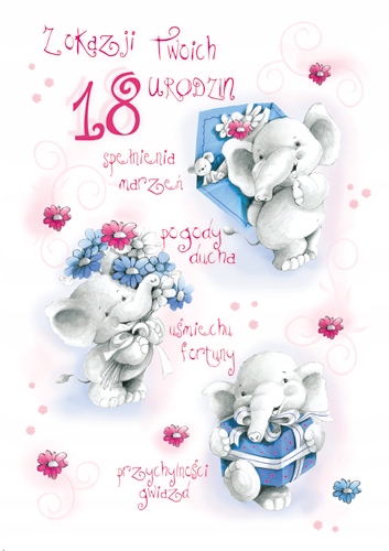 

Kartka na 18 urodziny Duża Wielka Big składana GI8