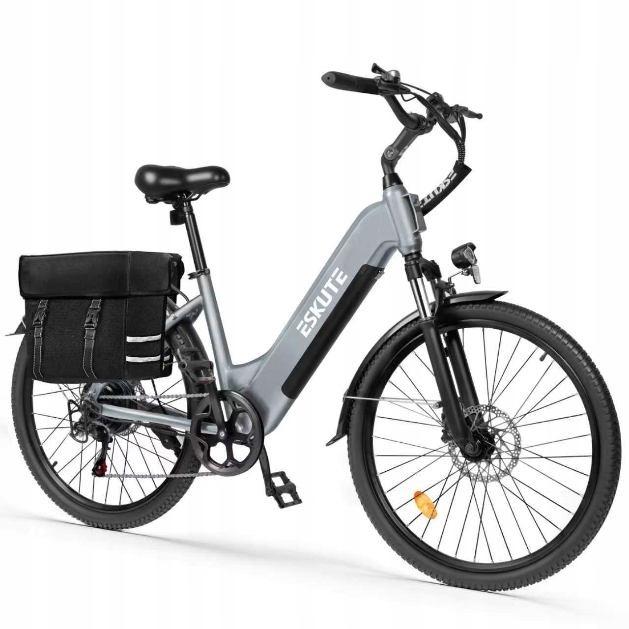 Eskute C202 Rower elektryczny dla kobiet 250W 48V 17.5AH 26" z tylną torbą na bagażnik