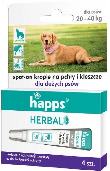 

Happs Herbal Krople Na Pchły, Kleszcze Psy 20-40kg