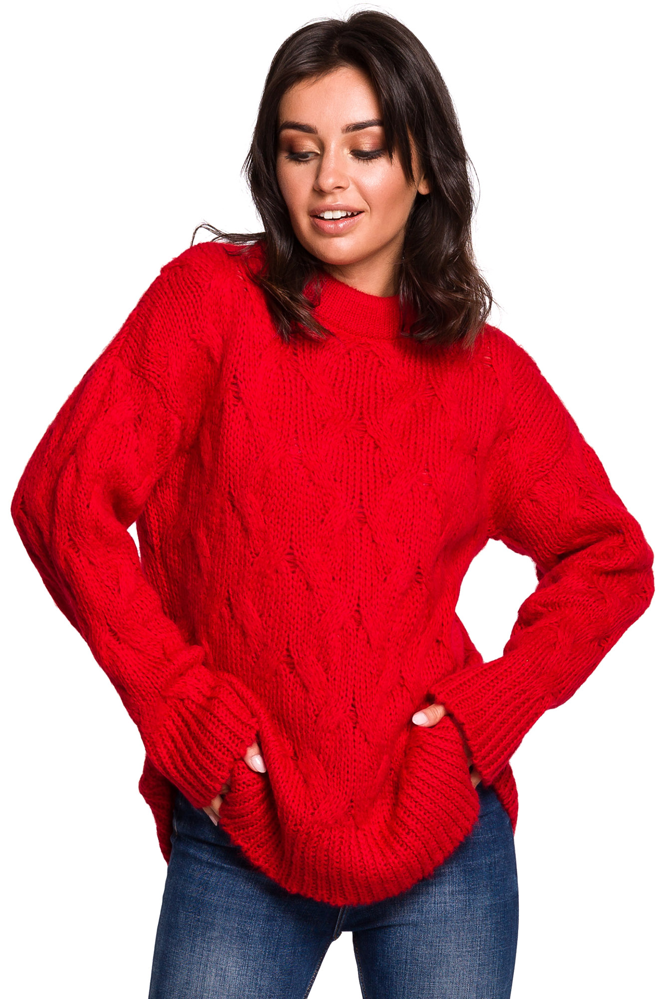 

Be Knit BK038 Sweter Ze Splotem Ty *s/m* Czerwony