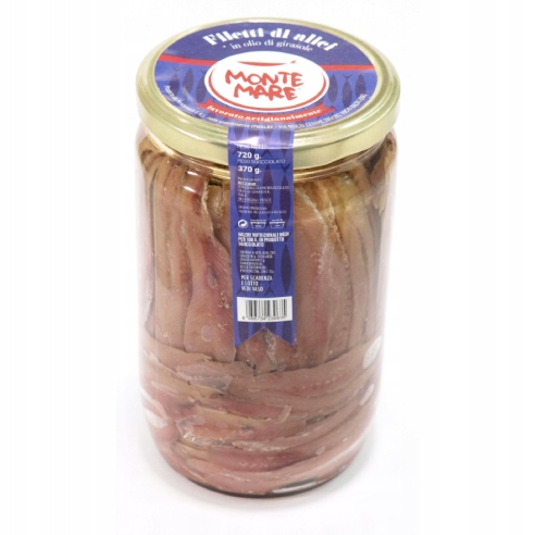 Levně Filé z Anchovies Filetti di Alici 720g Monte Mare sardele ančovičky Itálie