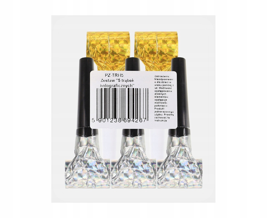 Gwizdki Urodzinowe Trąbki Rozwijane Holo 5 szt. Marka Godan