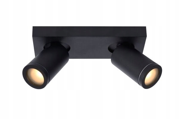 Čierna nastaviteľná stropná lampa s 2 reflektormi a žiarovkami IP44 Lucide