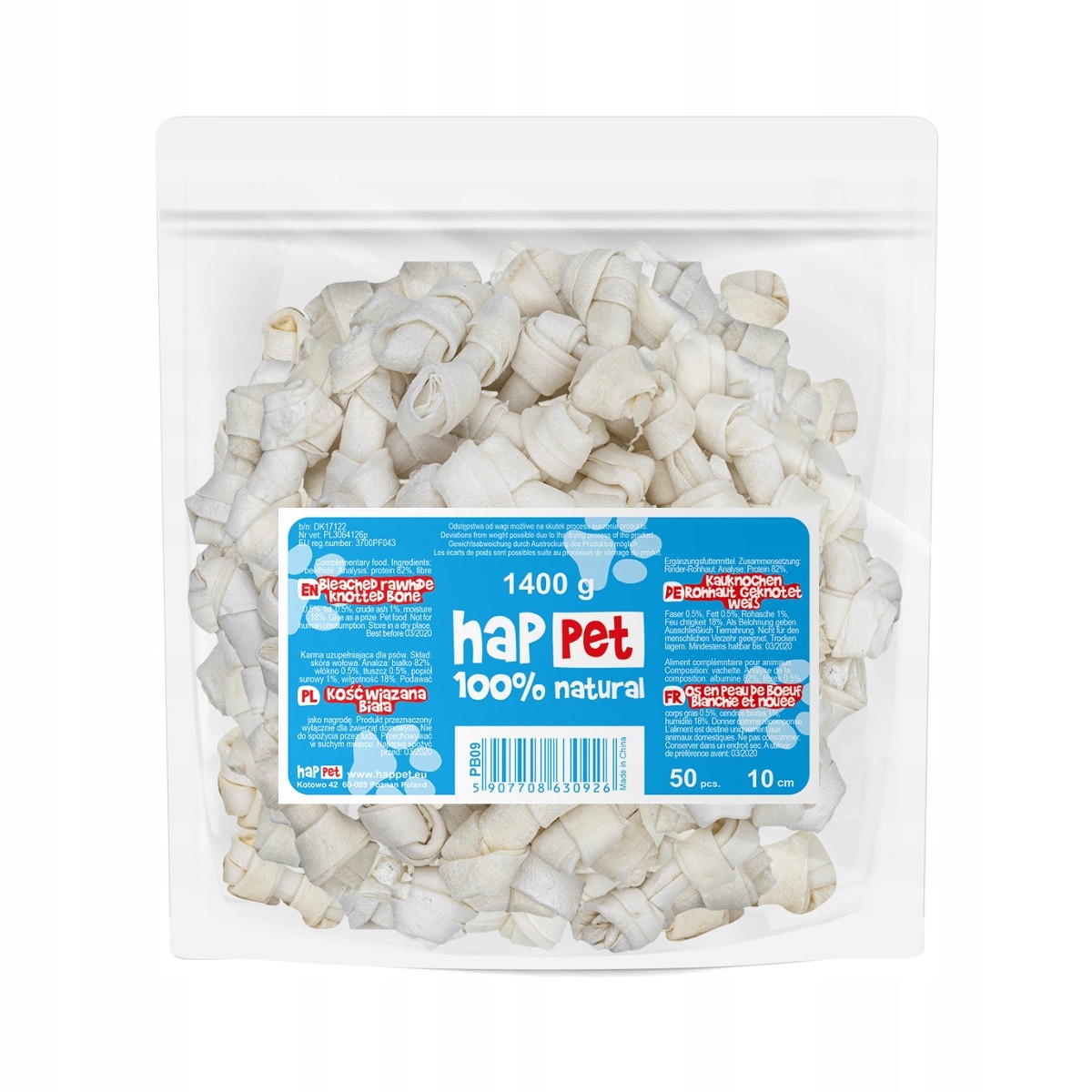 Levně Kousátka pro psy bílá vázaná kost 10 cm, 50 ks