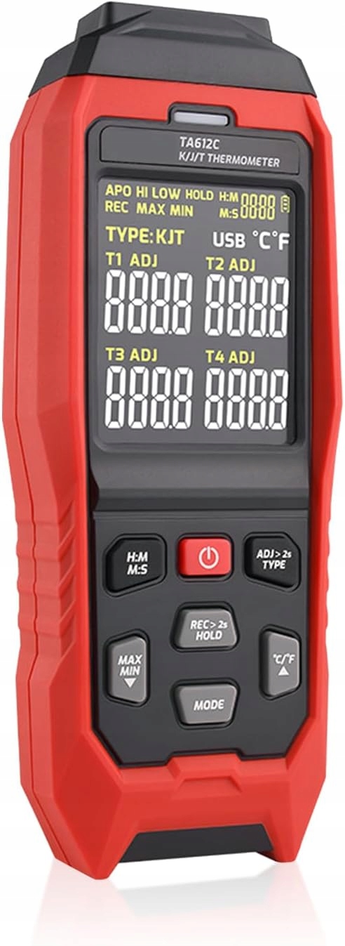 Termočlánkový teploměr K J T 4 kanály 5000 dat LCD podsvícený digitální