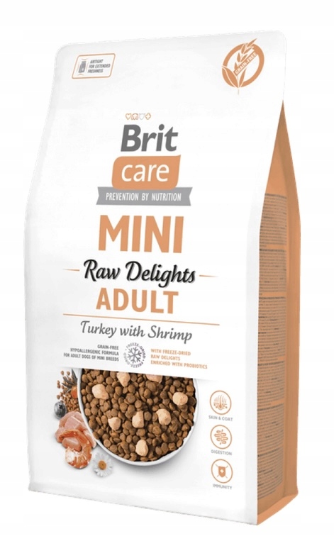 Novinka Brit Care Dog Mini Fd Raw Delights Turkey&Shrimp 2kg