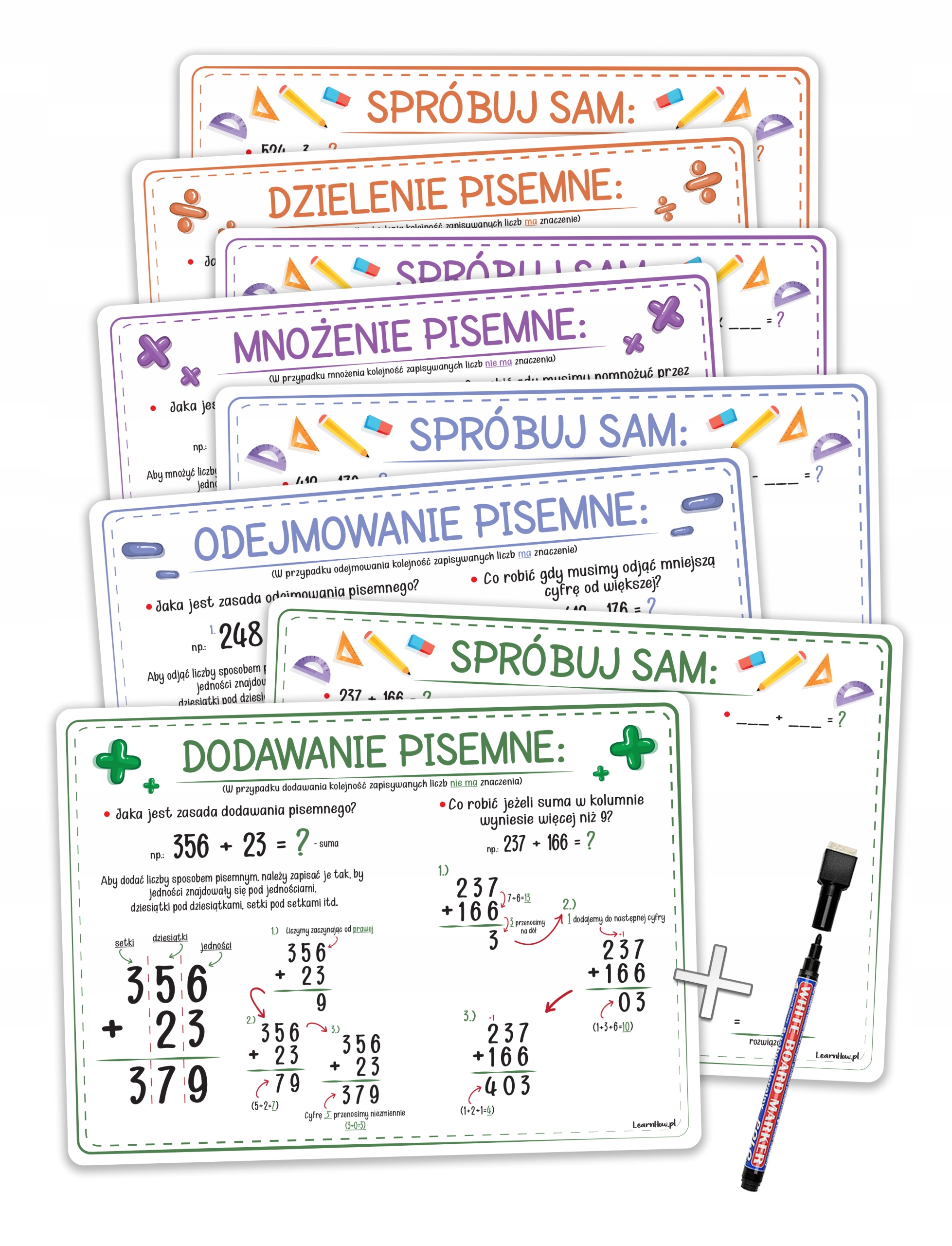 

Plansze Edukacyjne Liczenie Pisemne Pisak (A4)