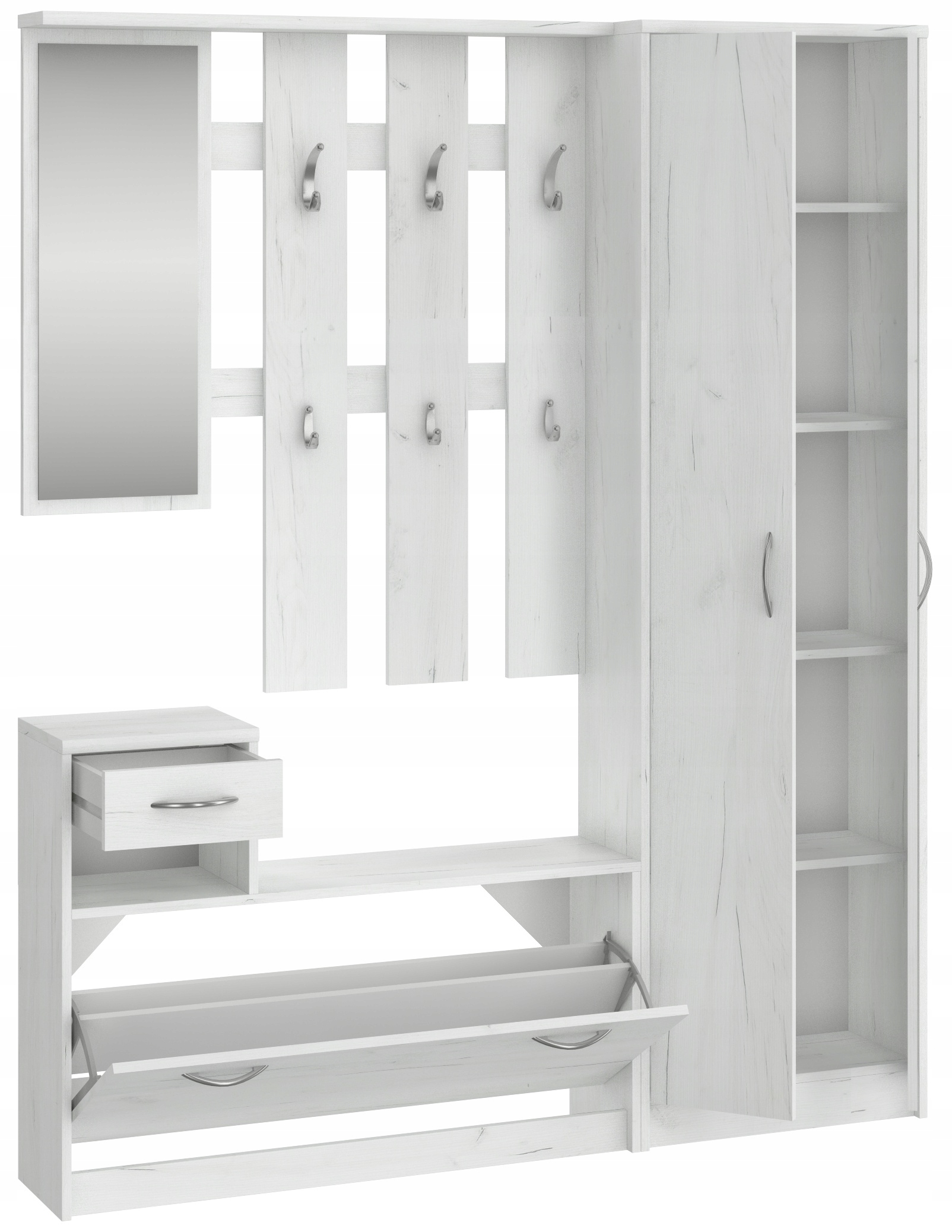 GARDEROBA SZAFKA NA BUTY WIESZAK LUSTRO 150 LUIZA DĄB CRAFT BIAŁY MAFMEBLE Marka MAFmeble