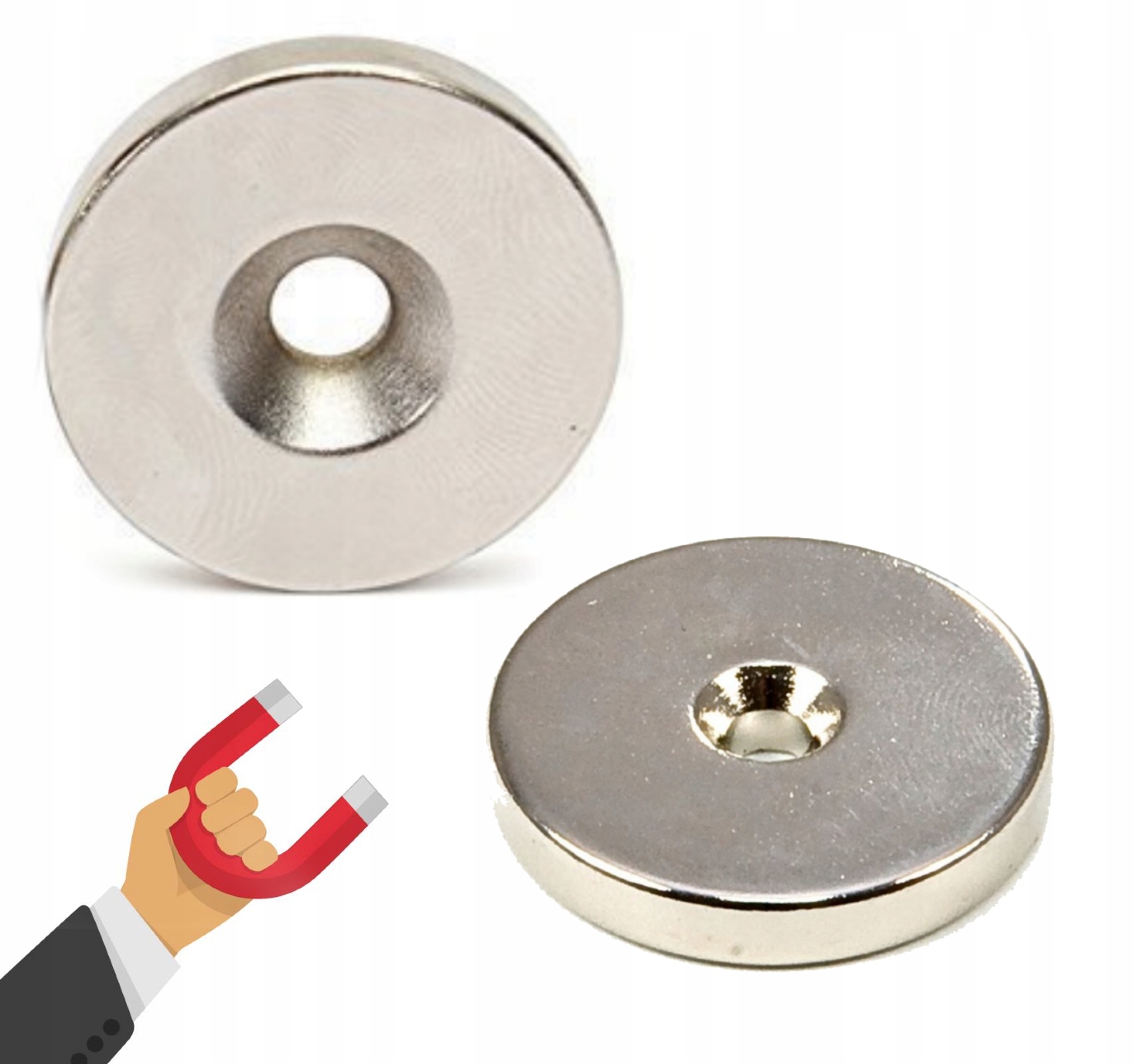 MAGNES NEODYMOWY 25x7,5/4,5x5 mm POD WKRĘT