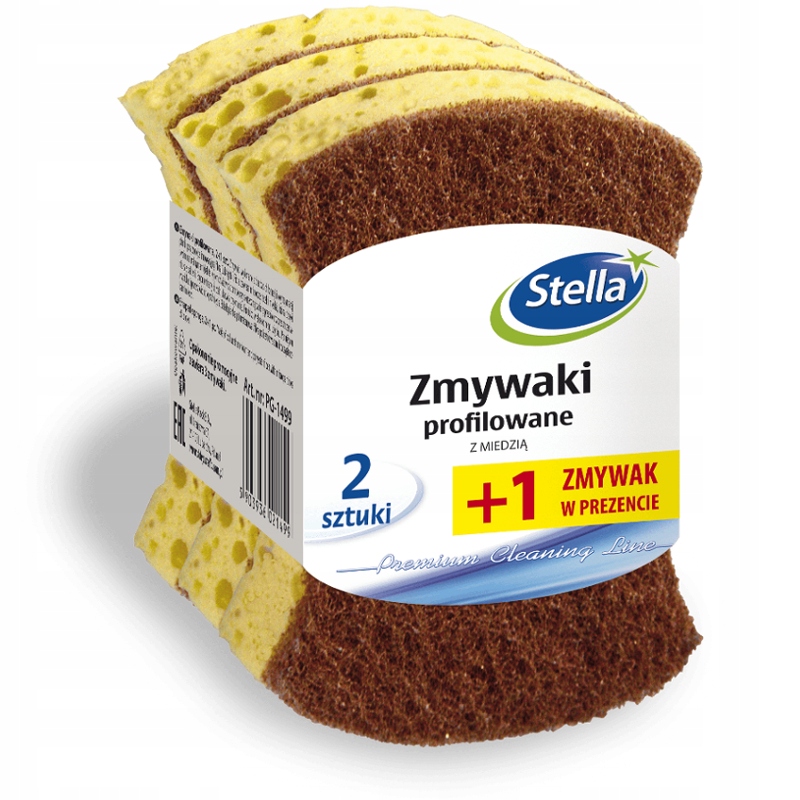 

Stella Gąbki Zmywaki Profilowane Z Miedzią 2+1 Szt