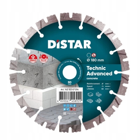 Diamantový kotouč Distar Technic Advanced pro řezání betonu o průměru 180 mm