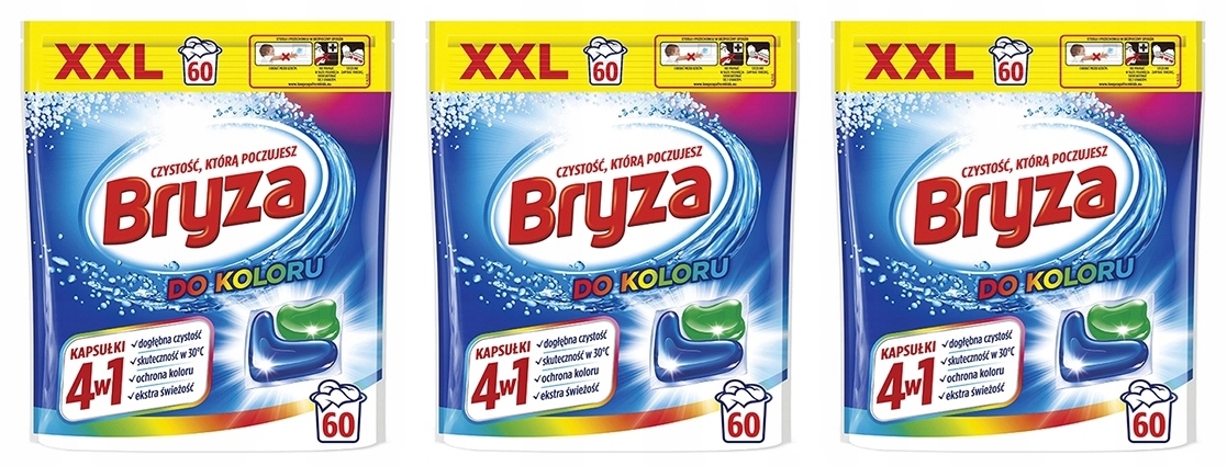 Bryza 4w1 Kapsułki do prania kolorów 3x60szt.