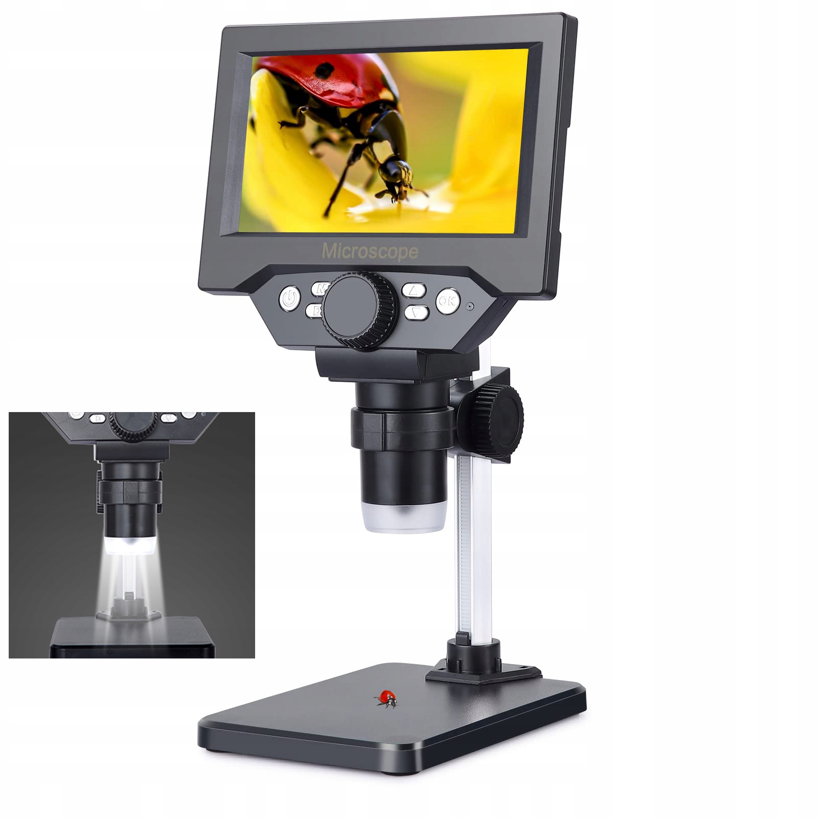 1000x Zoom Digitální Usb mikroskop pro výuku LCD displej Hd 1080P 12MP 8LED