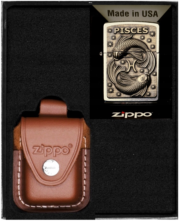 Zestaw Zippo Zapalniczka Zodiac Pisces ryby prezentowy*nr2