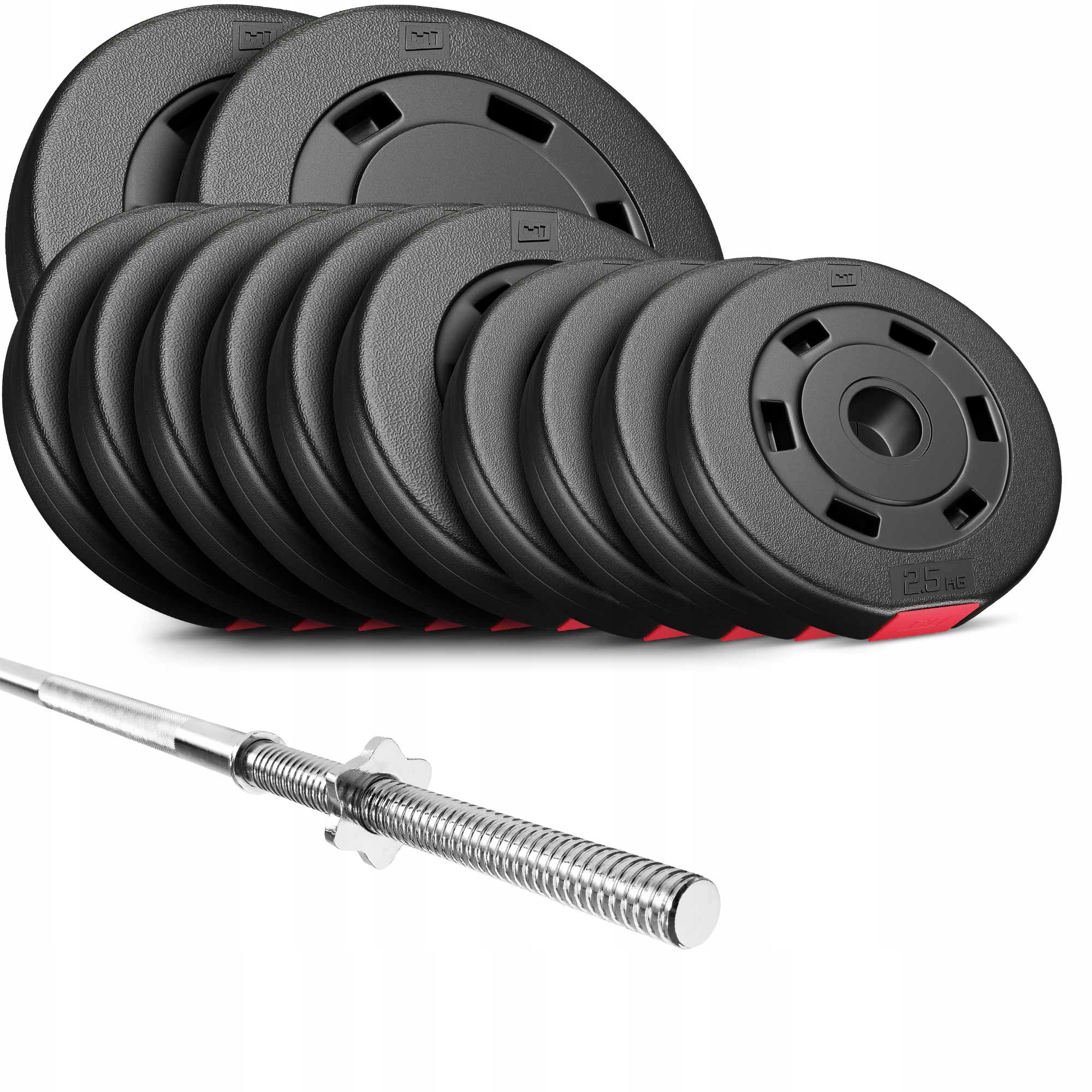 

Zestaw obciążeń bitumicznych 69kg+gryf prosty