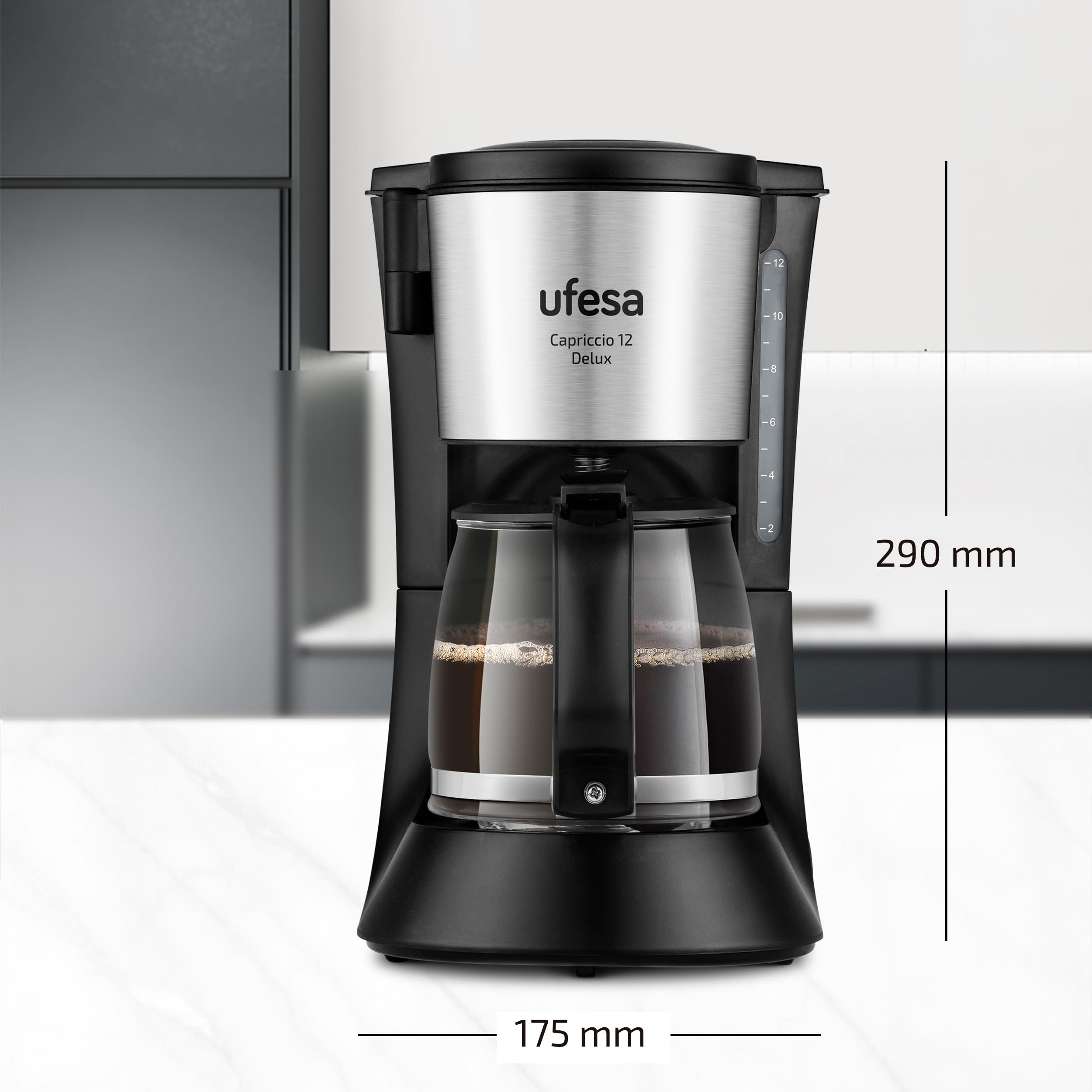 UFESA CG7125 Ekspres Do Kawy 12 Filiżanek 680W 12L Stal Nierdzewna — miniatura 4