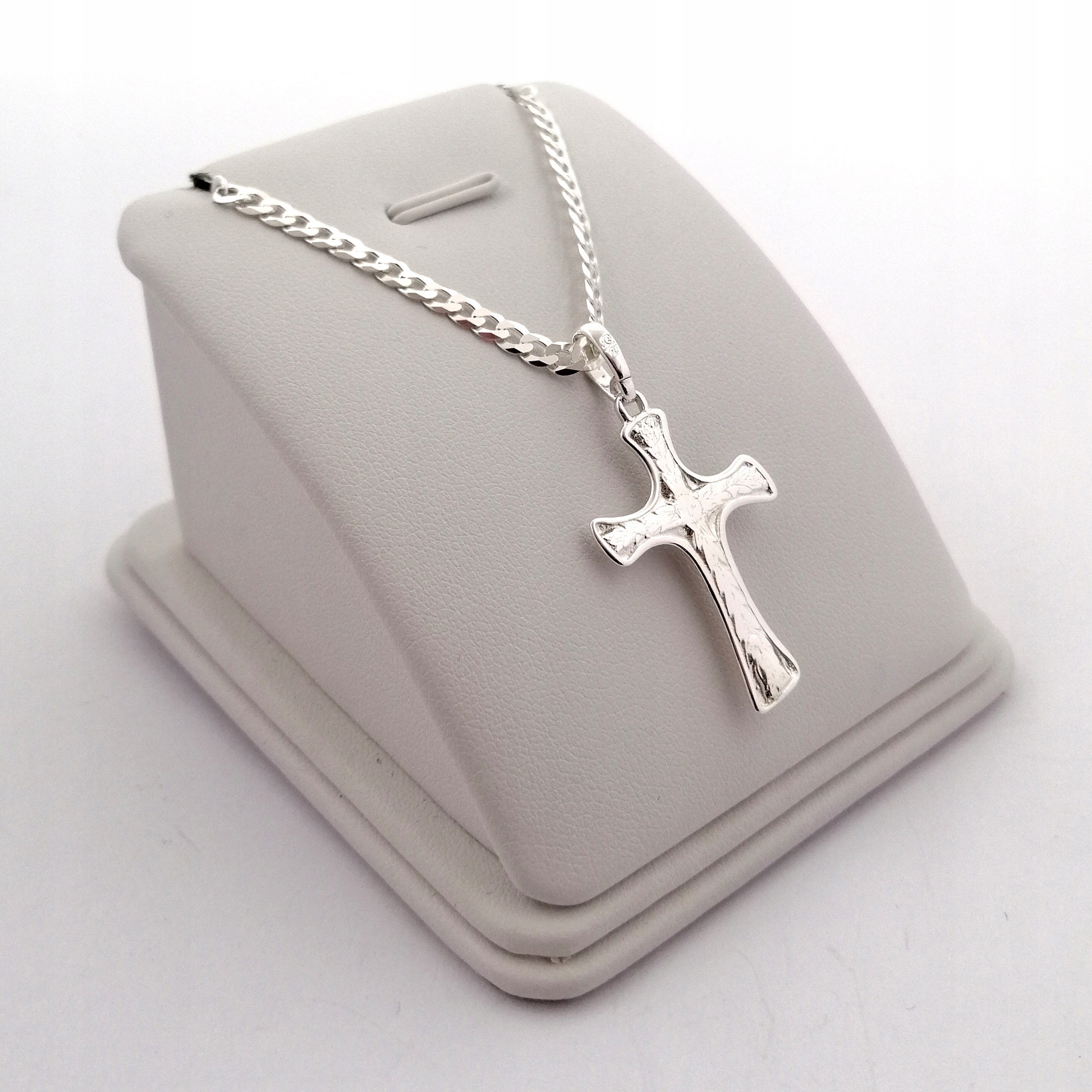 SREBRNY ŁAŃCUSZEK KOMUNIJNY + KRZYŻYK JEZUS CHRYSTUS 925 + GRAWER CHRZEST Kolekcja Na Komunię Komunijny Chrzest Grawer Pamiątka
