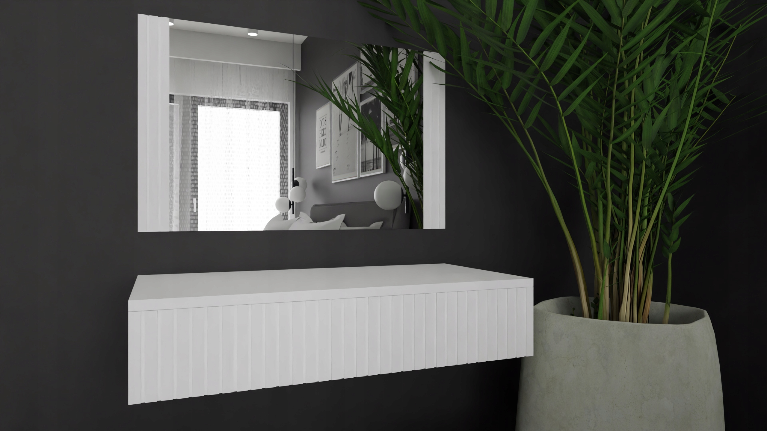 Toaletka wisząca RIVA konsola CZARNA ryfle 80 szuflada tip-on Wykończenie matowe