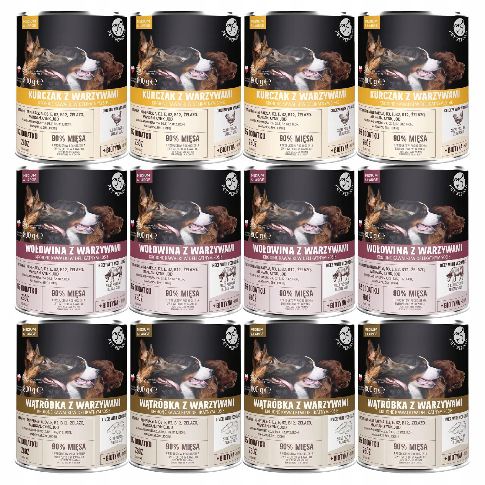 Levně Pet Republic krmivo pro psy, kousky v omáčce Mix Chutí 12 x 800 g