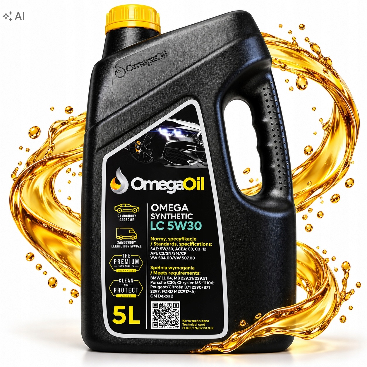 Olej Omegaoil Omega Synthetic LC 5W30 5L Acea C3 Vw 504.00 507.00 Dexos2