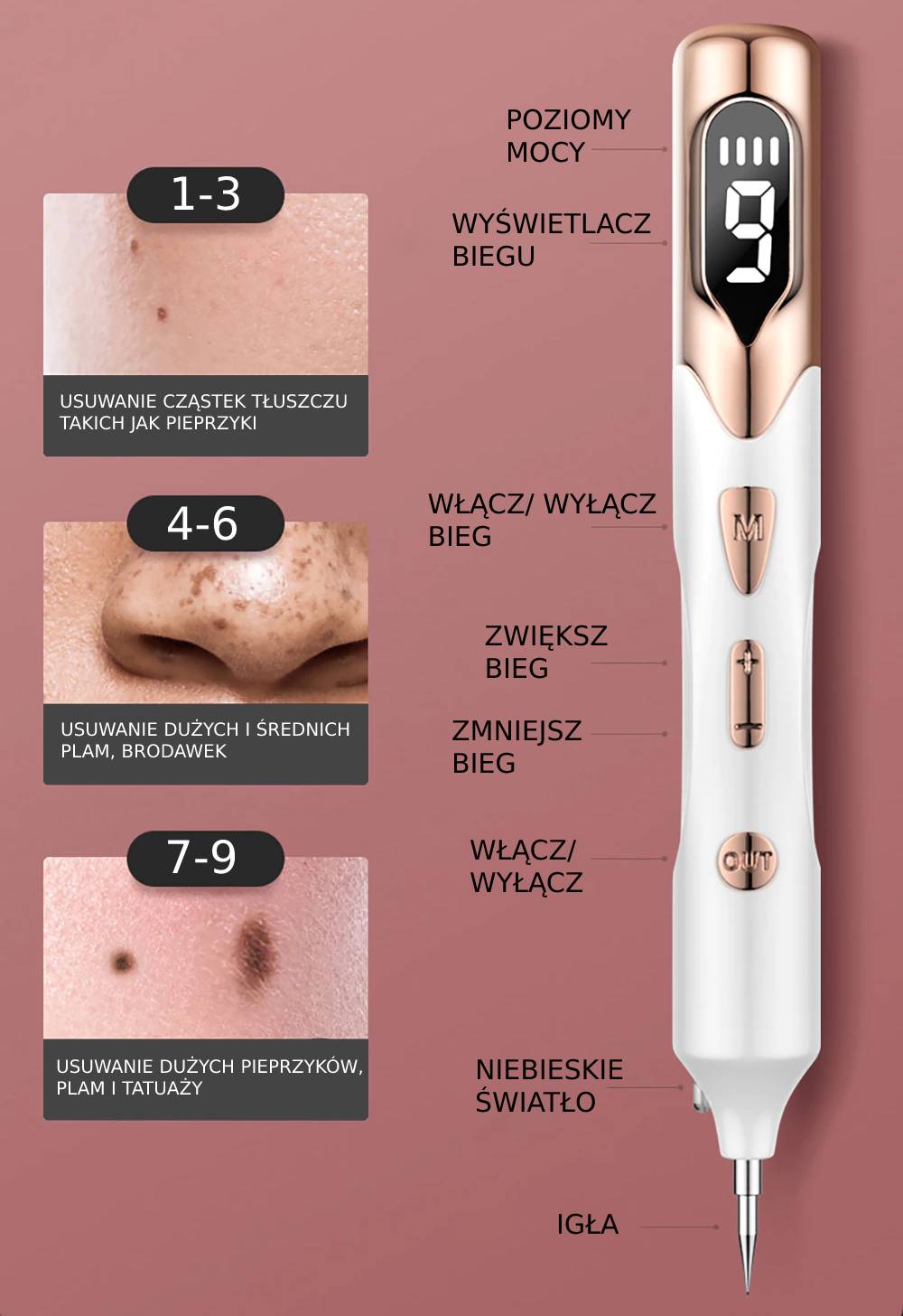 DŁUGOPIS PLAZMOWY LASEROWY DO USUWANIA ZNAMION Model Złoty