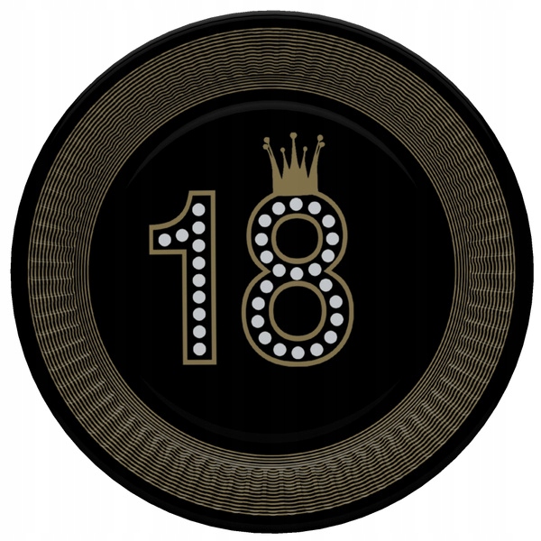 

Talerzyki Papierowe 18 Urodziny Party Złoto 18 CM