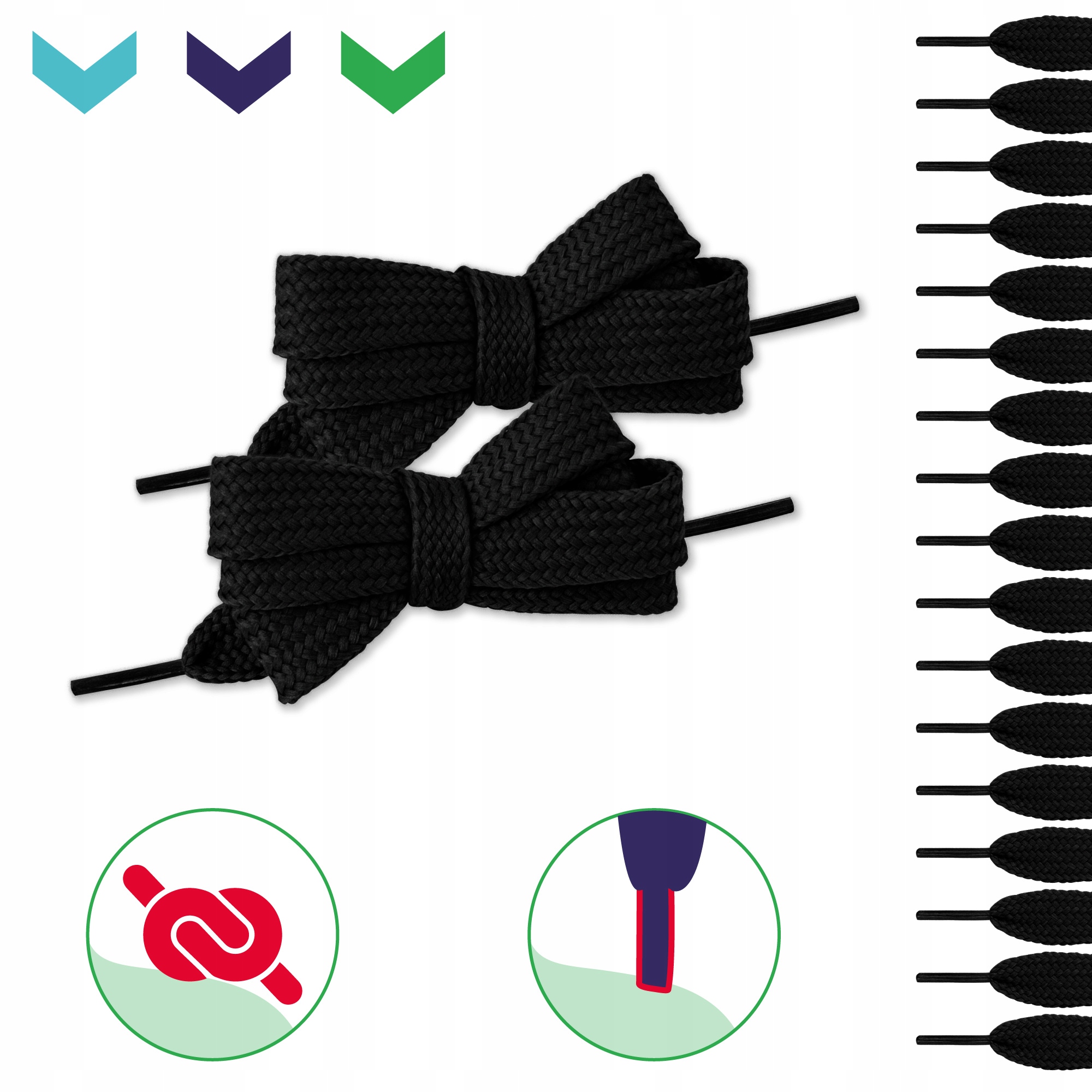Czarne płaskie sznurówki do butów 200 cm 11 mm Stan opakowania oryginalne
