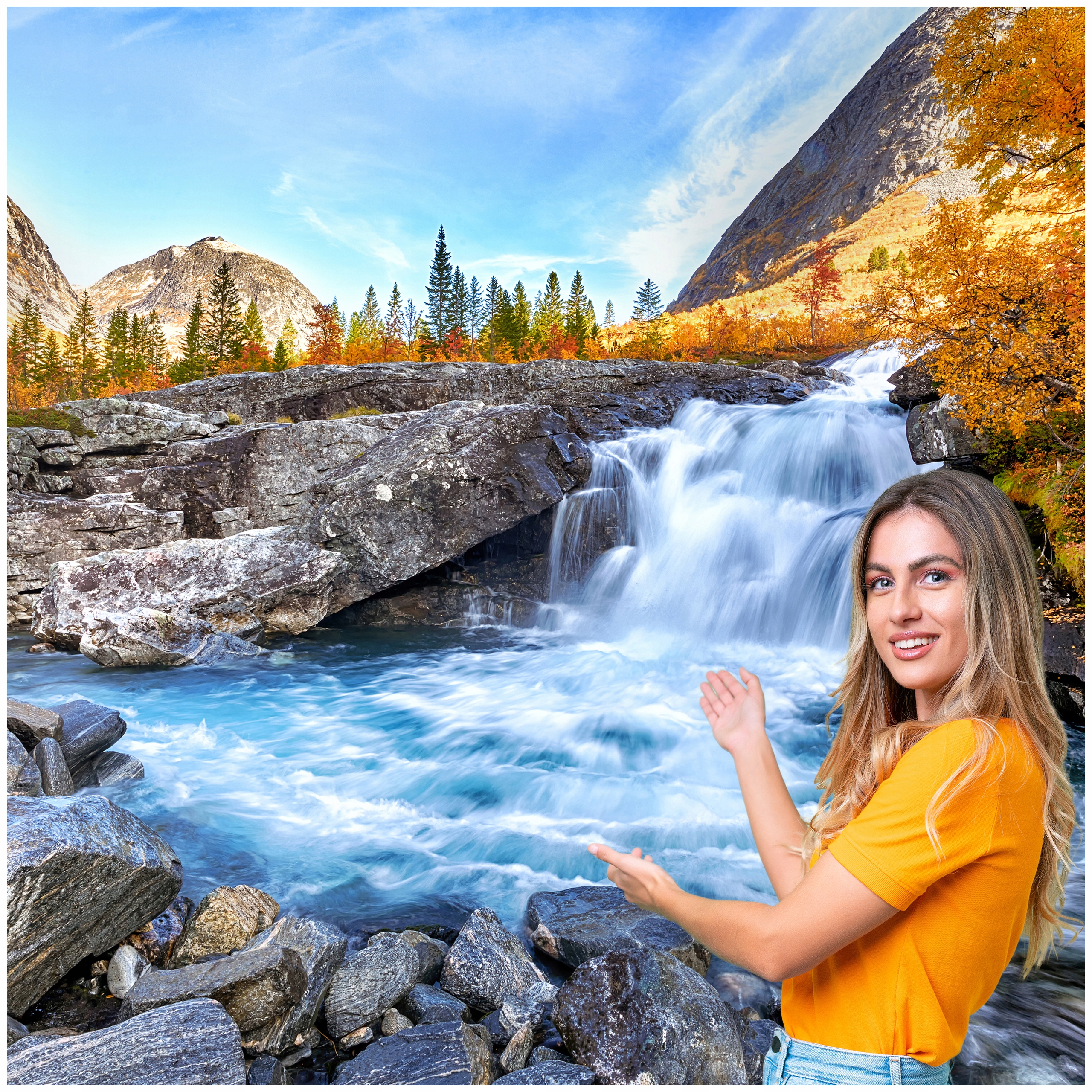 3D fototapeta Salón Spálňa Vodopád Les Príroda Krajina 588x280 WLNK06F