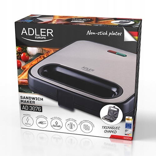 Opiekacz do Kanapek Adler AD 3076 Srebrno-Czarny 750W