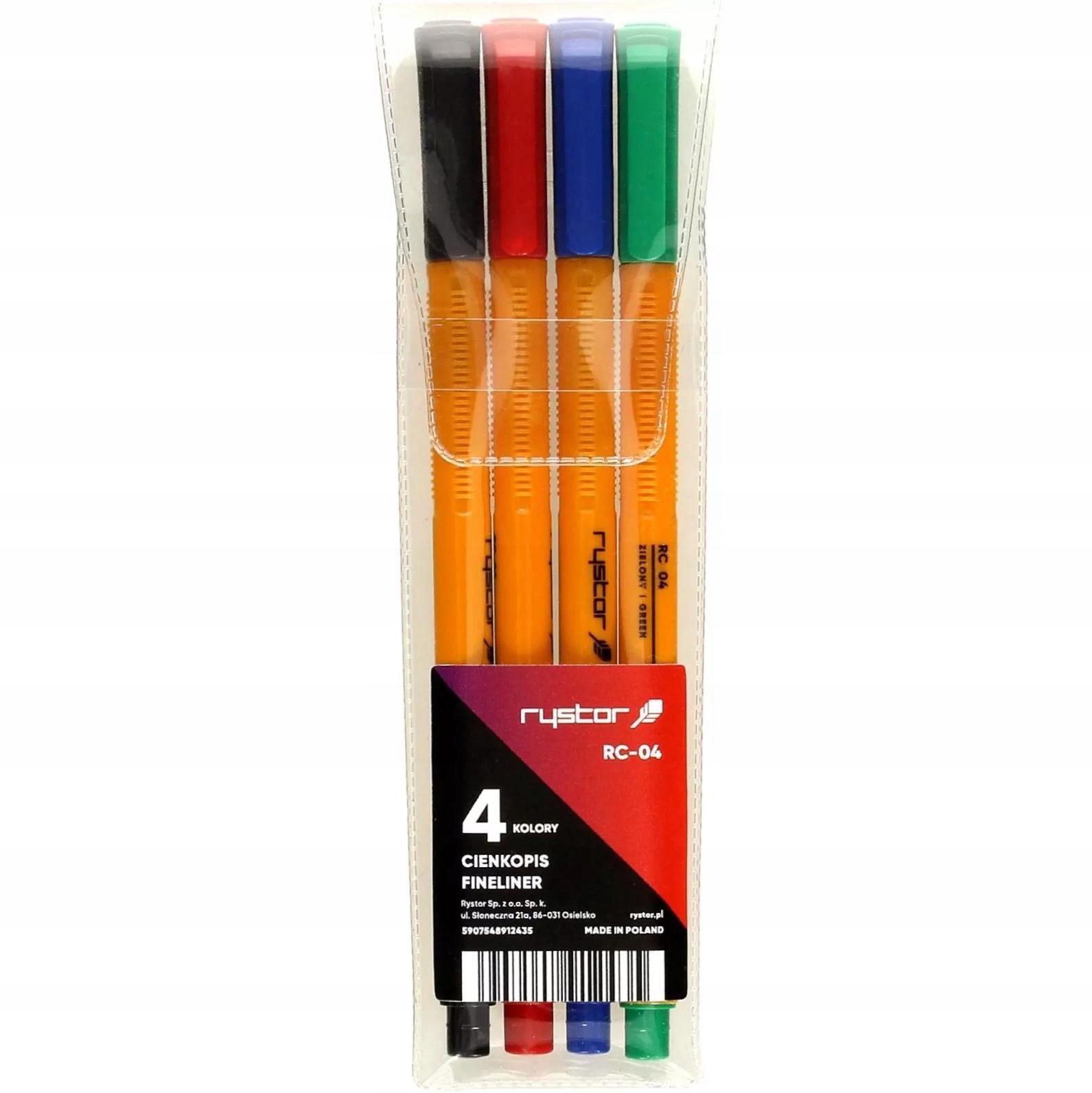 

Cienkopisy kreślarskie w etui Rystor RC-04 4 kol.