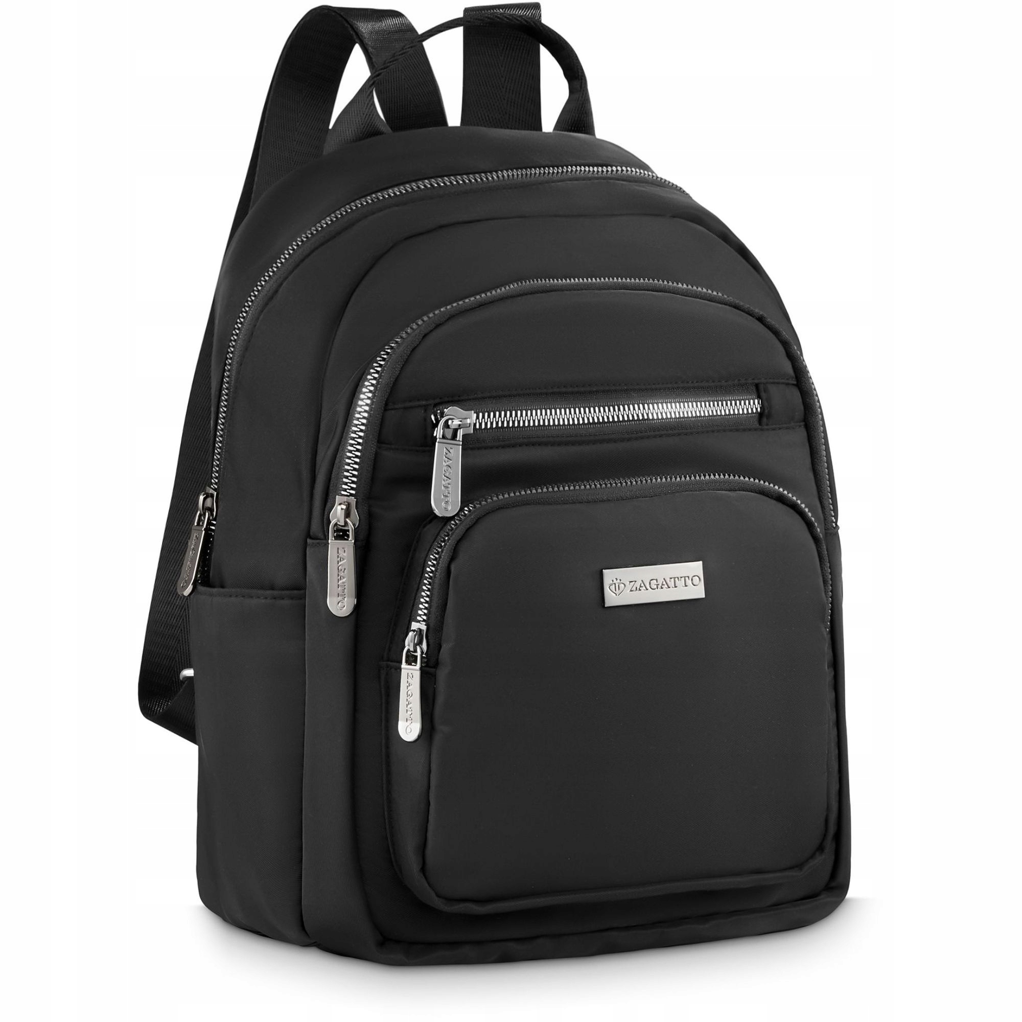 Damski plecak miejski mały plecaczek dla kobiet materiałowy czarny Zagatto