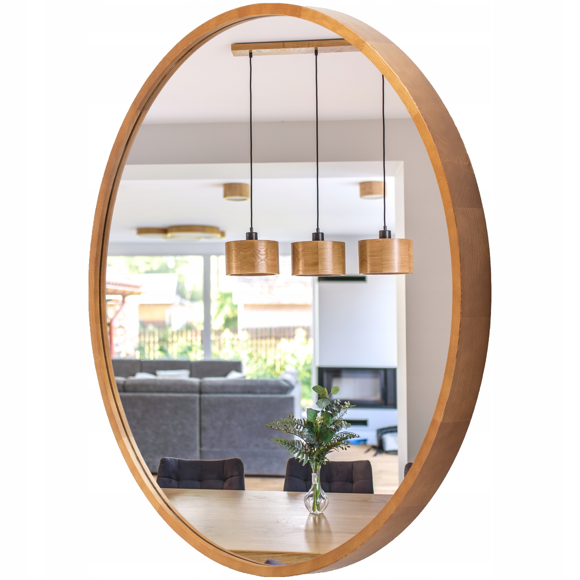 Kúpeľňové zrkadlo Leja okrúhle fi800 Rustikal v drevenom ráme, Stylové