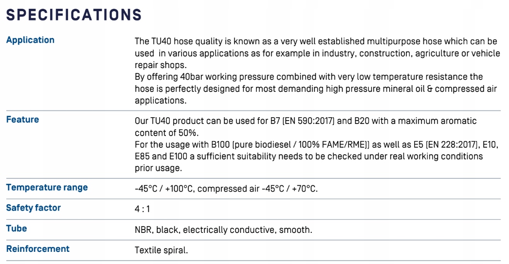Wąż 40 BAR fi 6x3,5 SEMPERIT czarny /AZOT/ 12,6m Długość 15 m