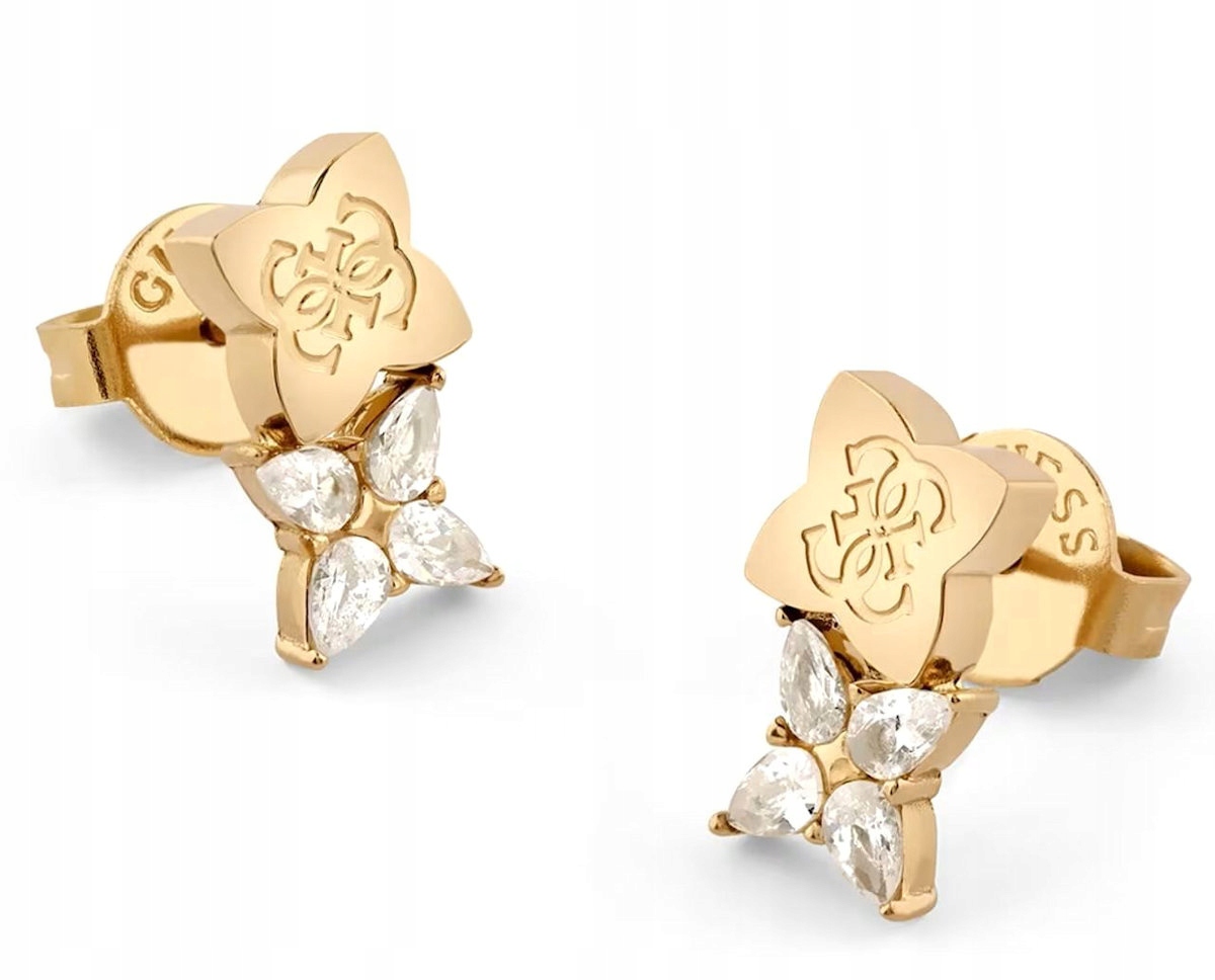 Zlaté Náušnice Guess Wild Flower Křišťály JUBE05511JWYGT/U