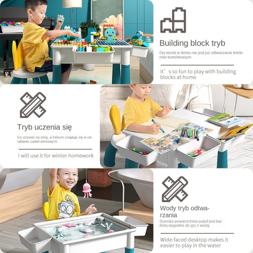 STÓŁ Z KLOCKAMI DO ĆWICZEŃ I ZABAWY DLA DZIECI 2W1 Kod producenta adgffsfdh