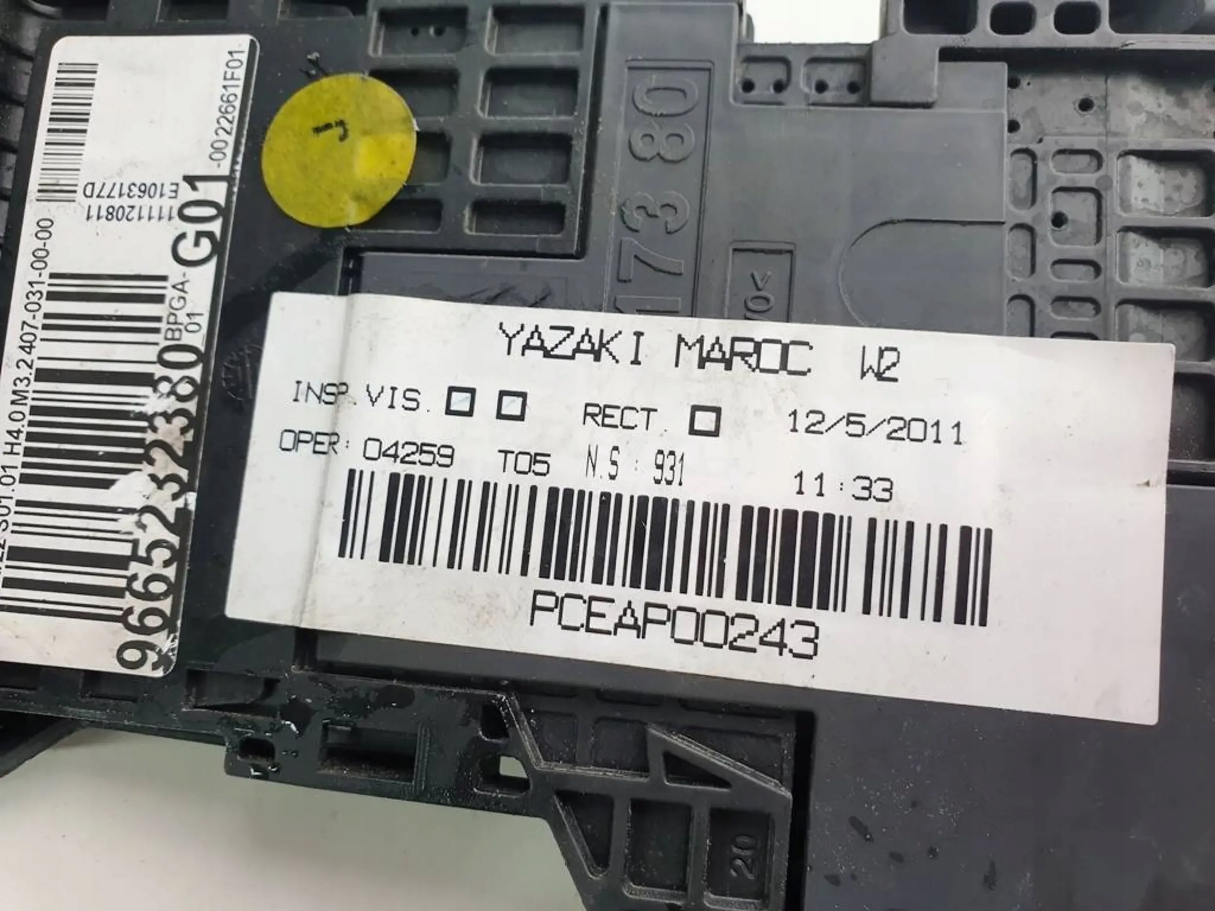 Peugeot 508 I 2011r 1.6 THP Skrzynka bezpiecznikow klema Numer katalogowy oryginału 0022661F01