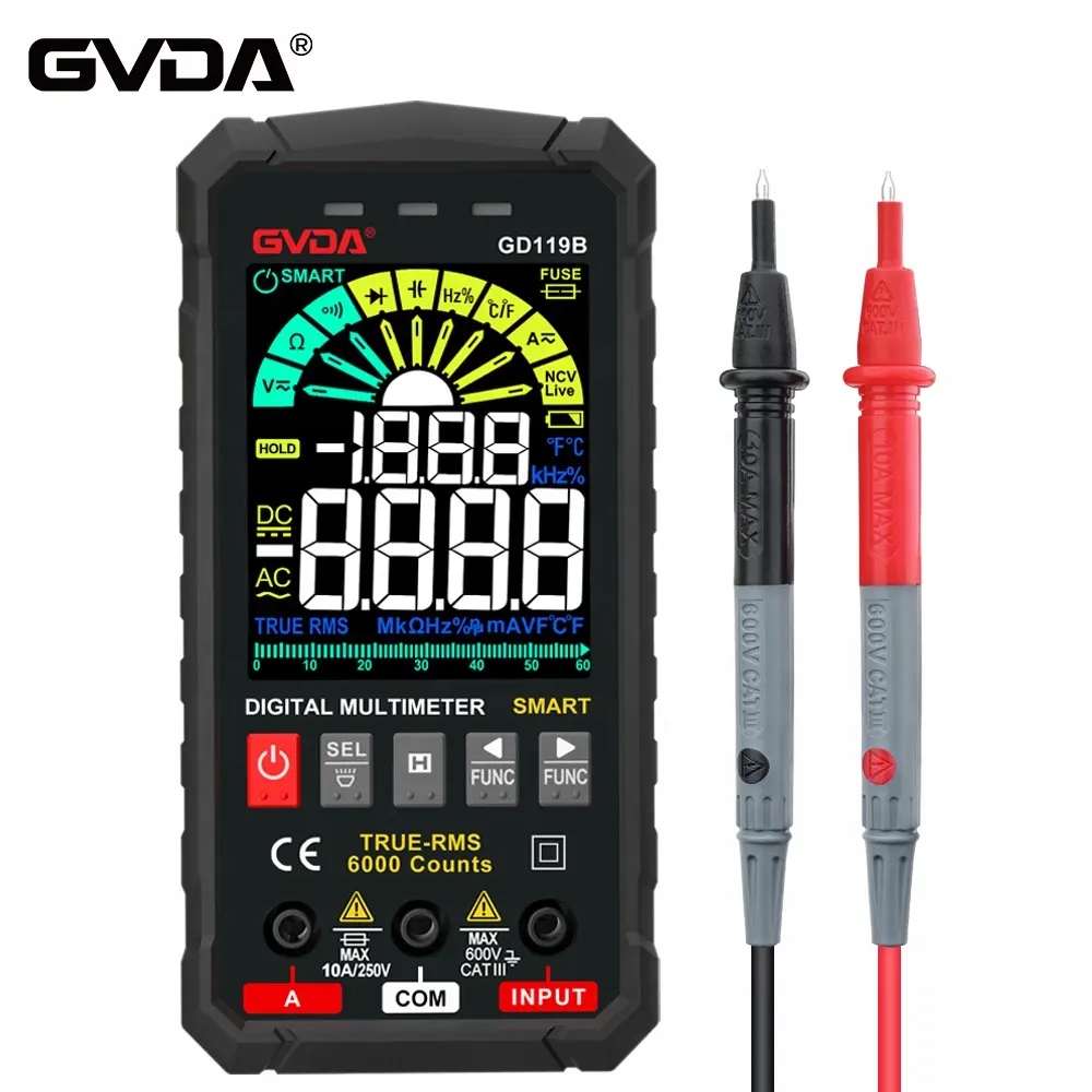 Gvda GD119 Digitální multimetr s funkcí Smart Measure, černý