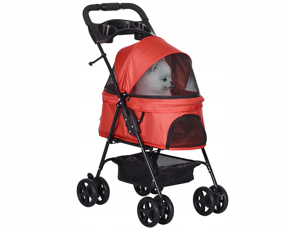 Levně Kočárek pro psy Pawhut D00-127RD, červený