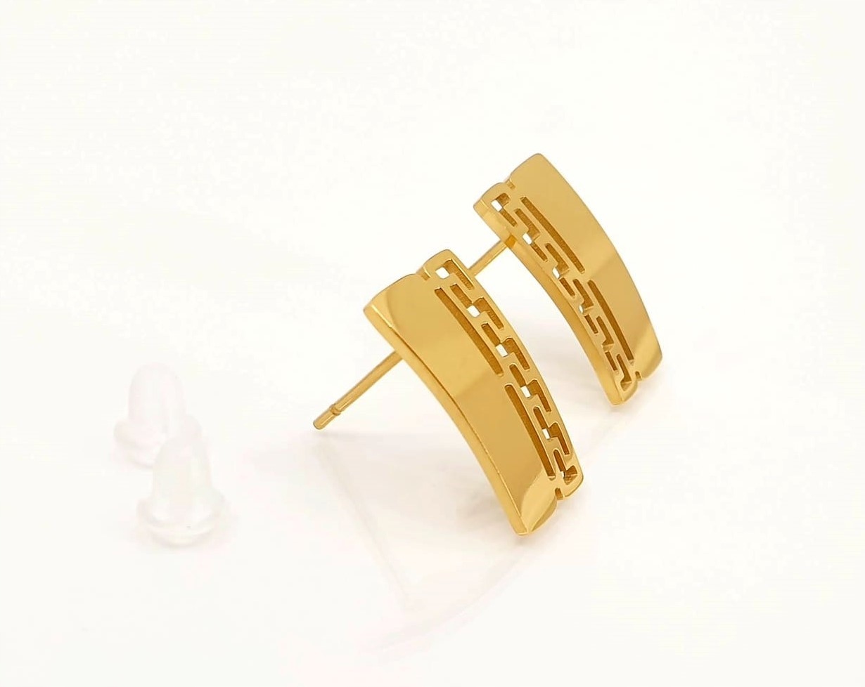 

096k Złote Kolczyki sztyft Stal