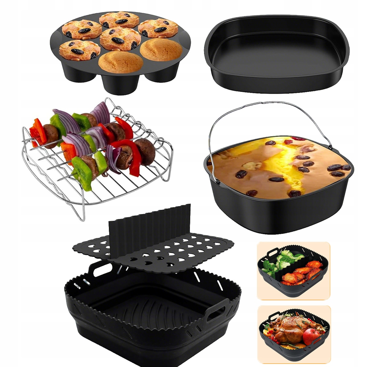 Zestaw 11 Akcesoriów Do Frytownicy Airfyrer Cosori Tefal Komplet