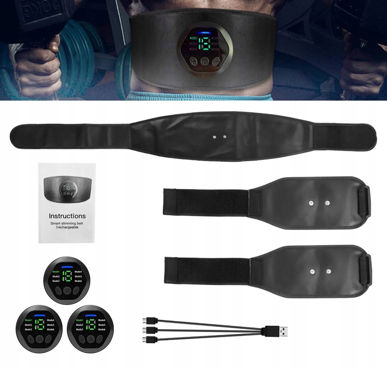 New Elektrostymulator Mięśni Brzucha Ems Abs Odchudzający Pas Ulepszona