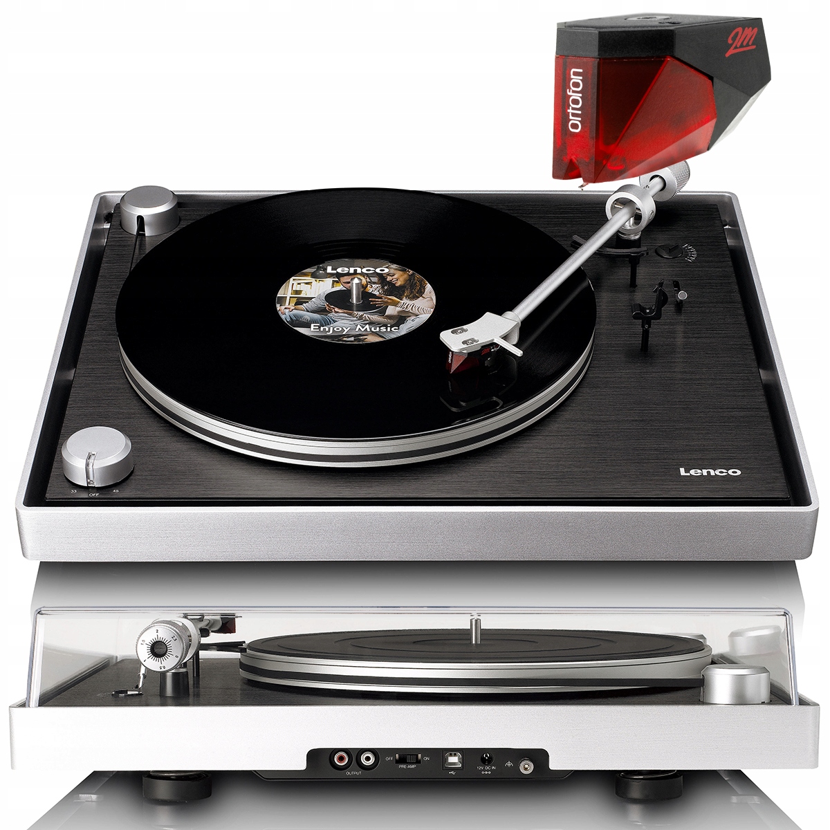 Lenco L-455BK Expertise Gramofon S Pohonom Belt-Drive s vložkou 2M Red