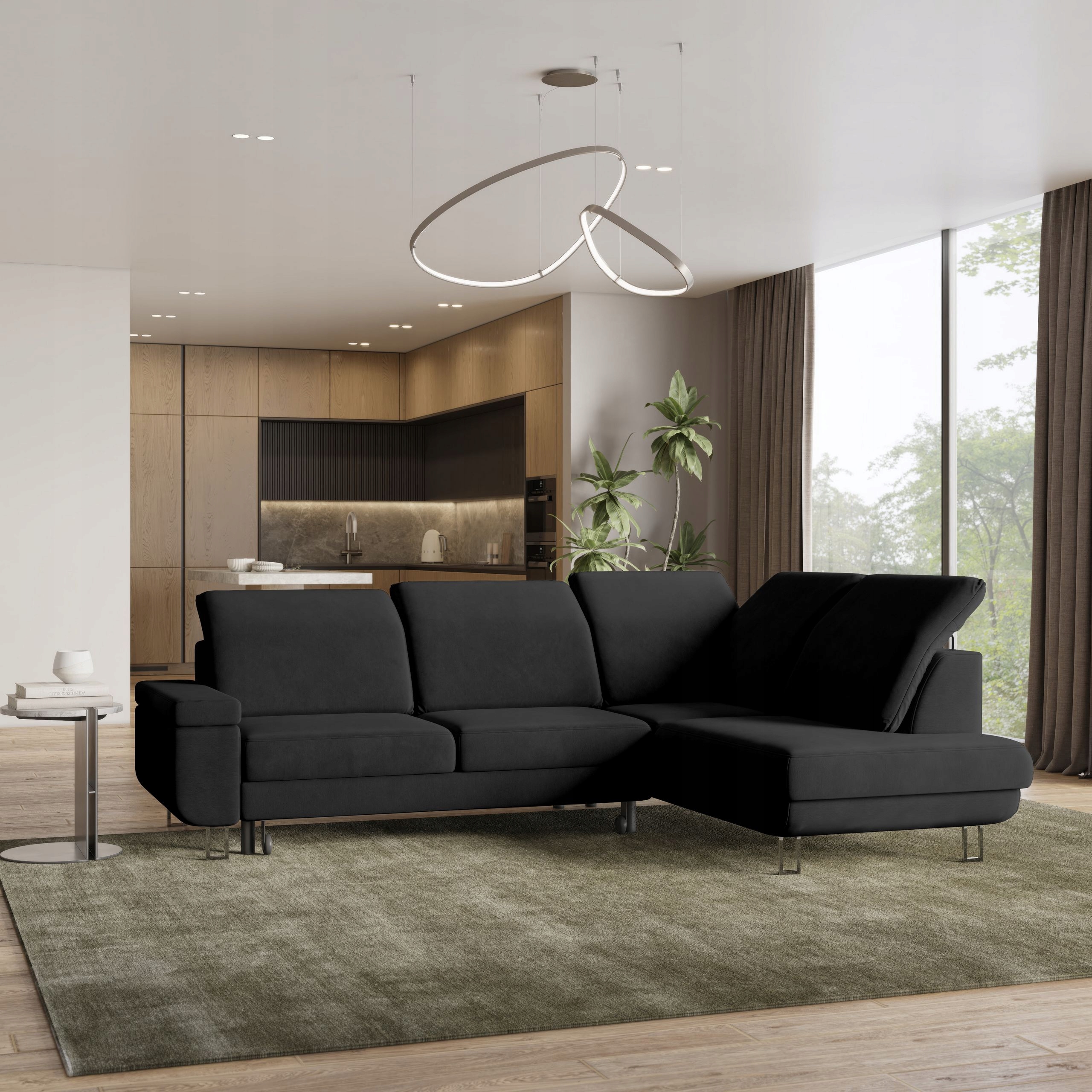 Moderní rohová pohovka do obývacího pokoje Lerma s úložným prostorem Funkce Spaní