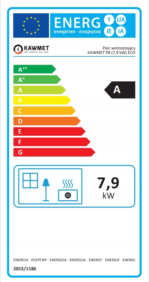 Piec piecyk kominek żeliwny wolnostojący nowoczesny koza KAWMET P8 ECO 7,9 — 10