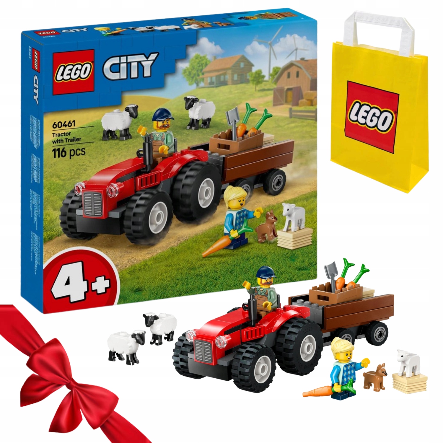 Sada Kostek Lego City 60461 Červený Traktor S Přívěsem A Ovocem,