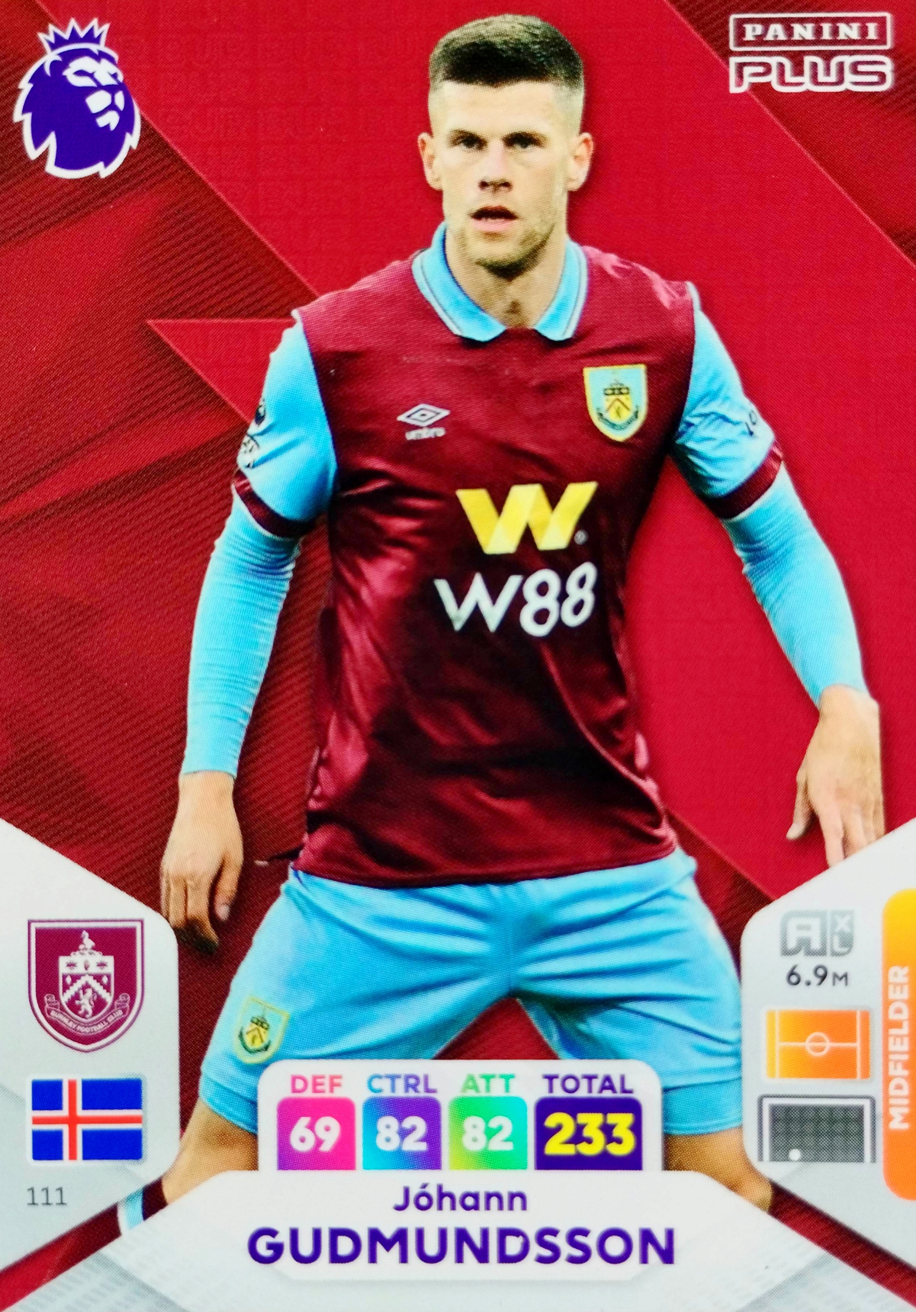 Panini Premier League 2024 Plus 111 Johann Gudmundsson Burnley