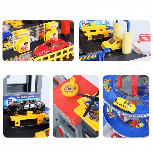 DUŻY GARAŻ PIĘTROWY PARKING AUTKA HELIKOPTER WINDA Szerokość produktu 34 cm