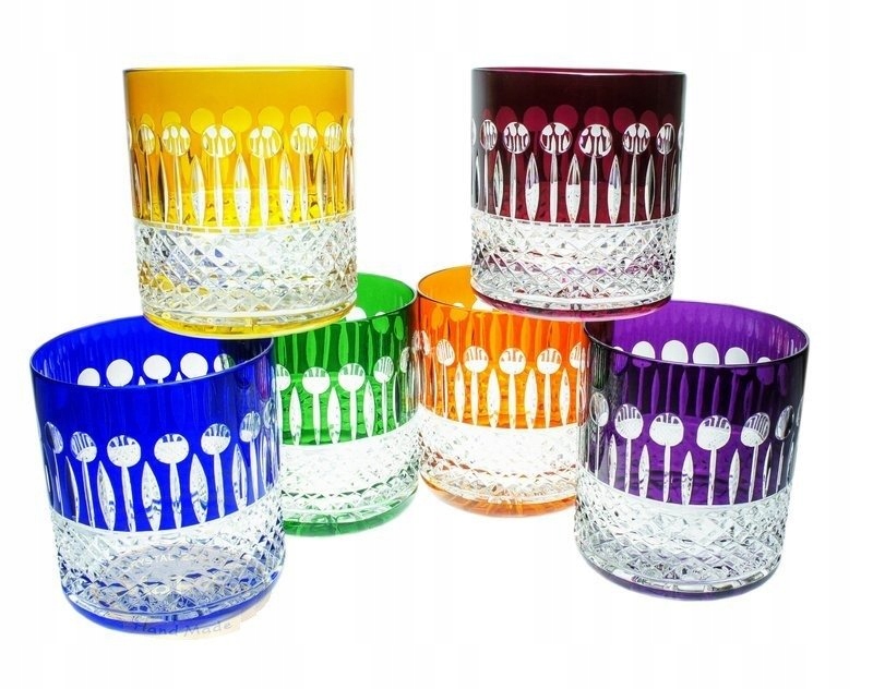 Kolorowe kryształowe szklanki do whisky 350ml