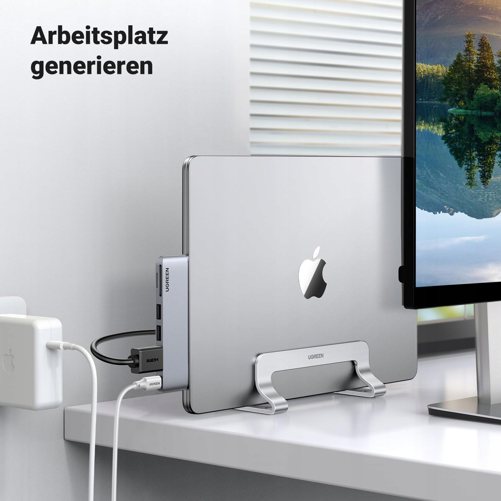 UGREEN Pionowy Aluminiowy Stojak Uchwyt Na Laptopa Srebrny — miniatura 6