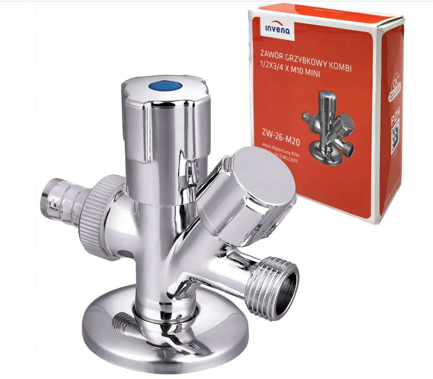 Zawór Kombinowany Grzybkowy Invena 1/2'' do Baterii, Zmywarki, Pralki